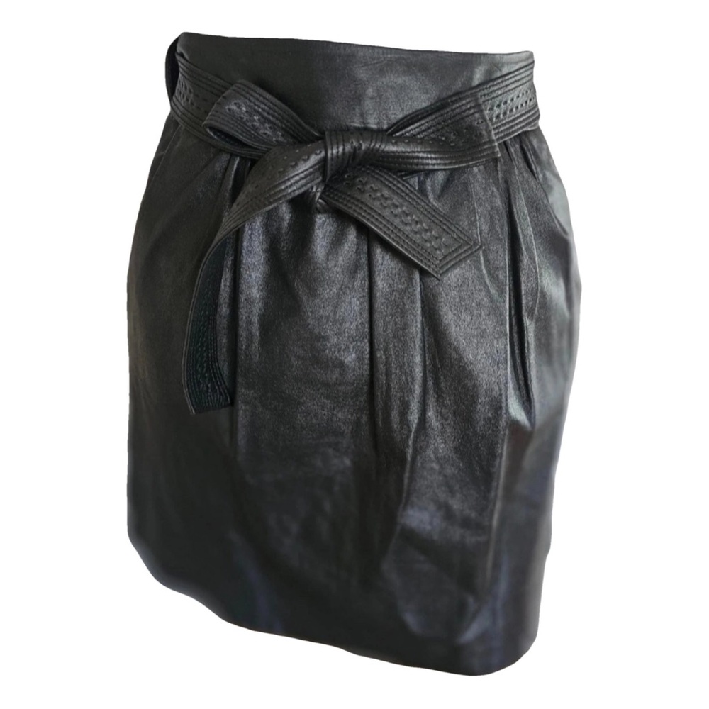 Tahari Y2K leather Belted mini skirt 2